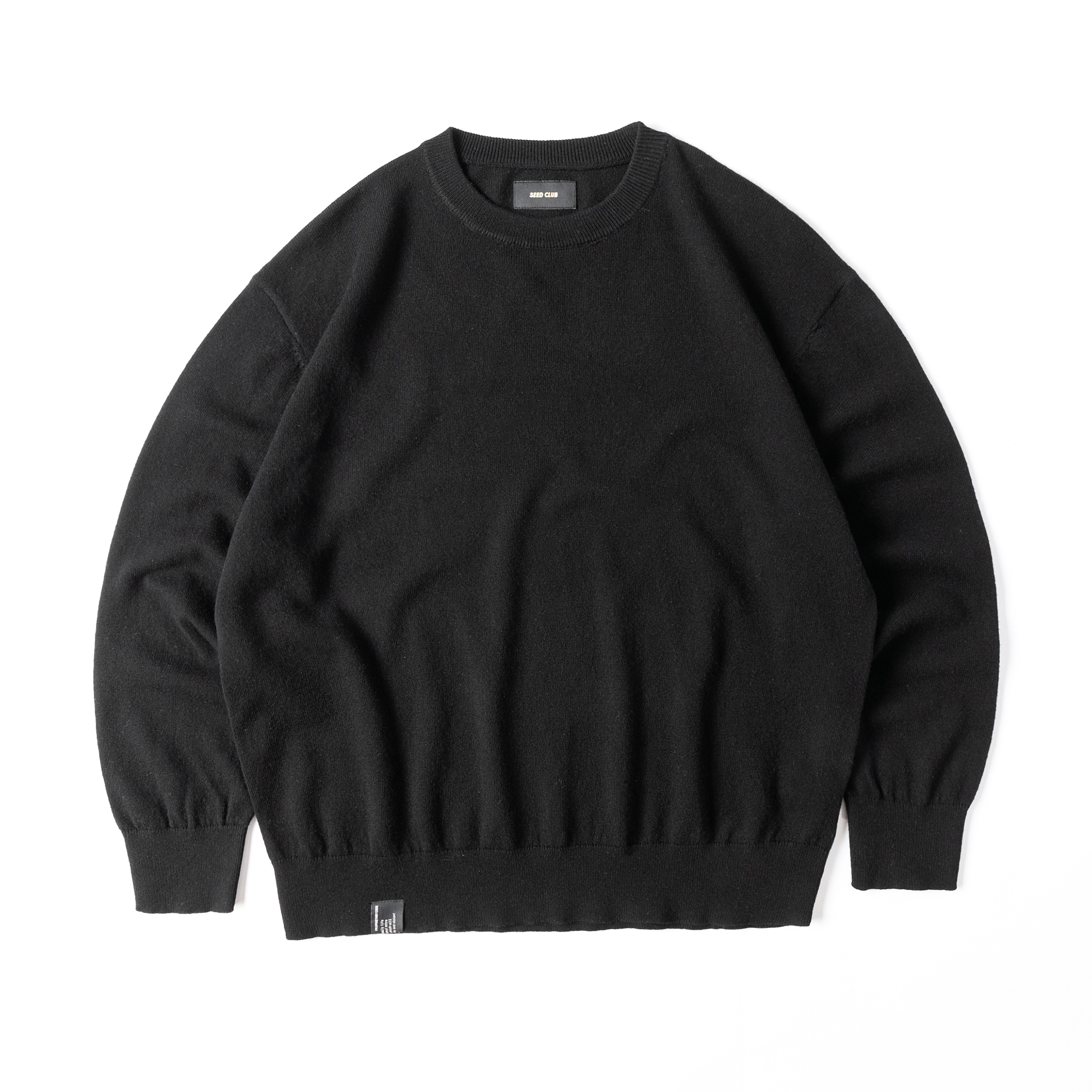 SeedClub 200克羊毛高密色织纯色宽松百搭保暖打底毛衣针织衫