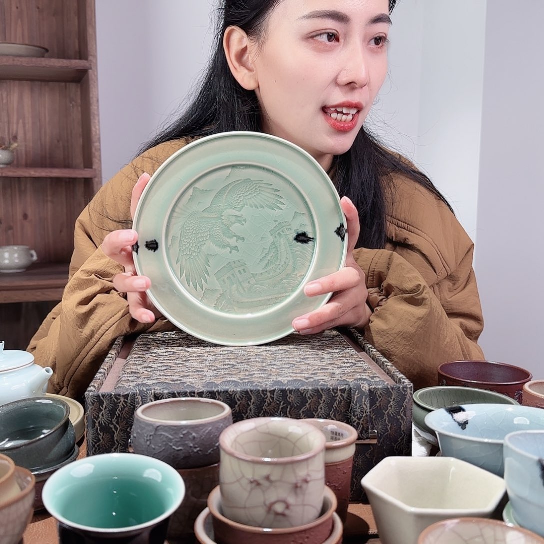 瓷摆件大展宏图粉青