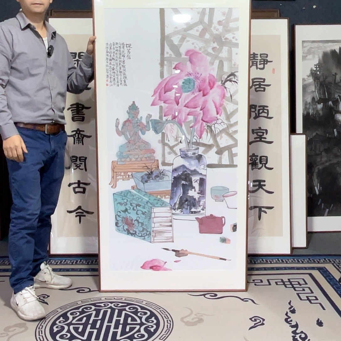 国画手绘画作品带框80/160