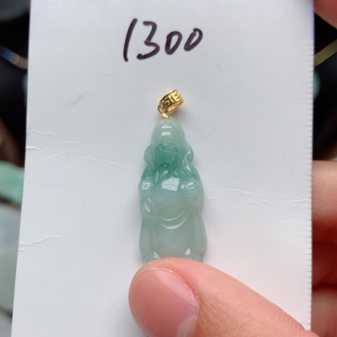 翡翠颈饰银S925镀金镶嵌吊坠