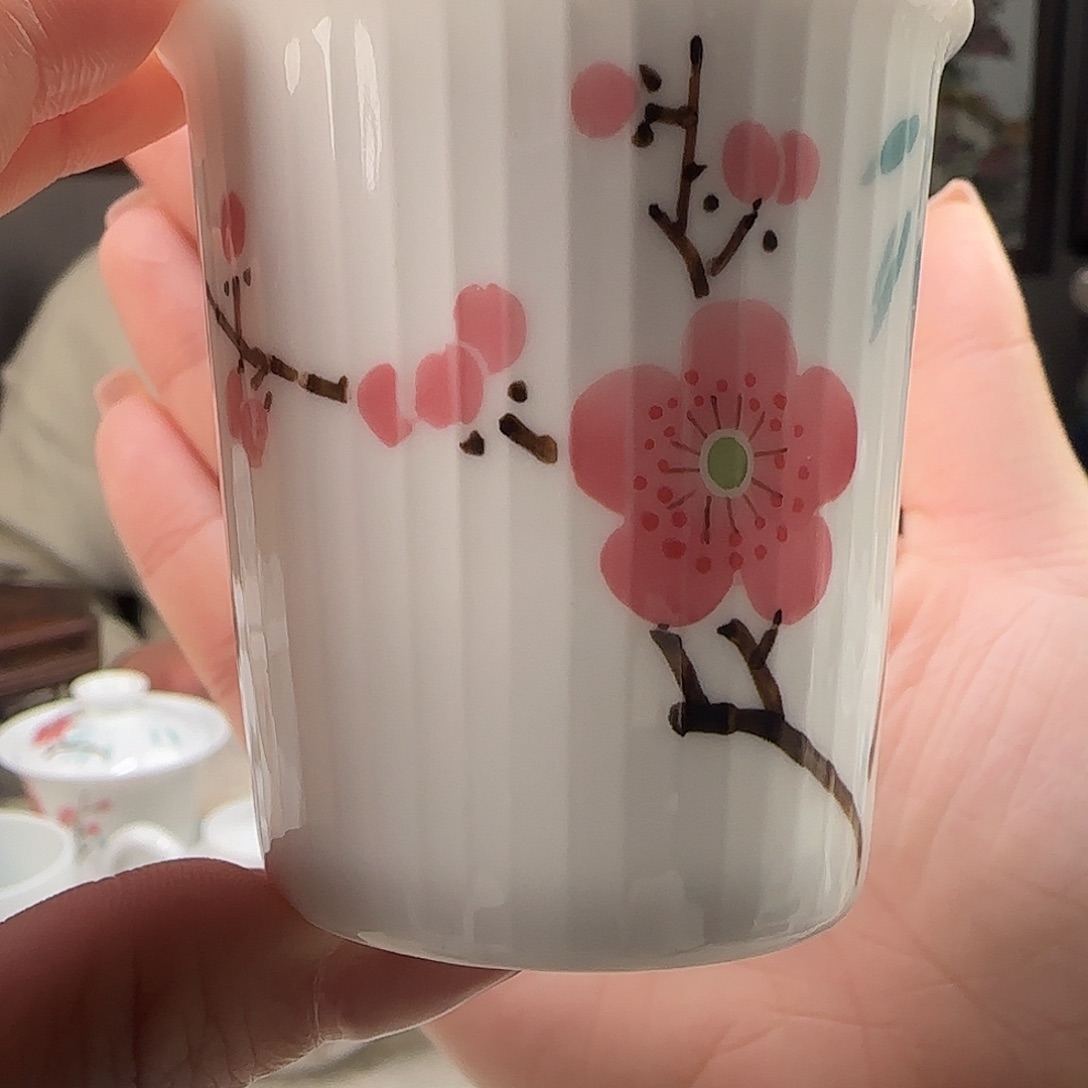 安***远7501翠竹红梅条纹杯