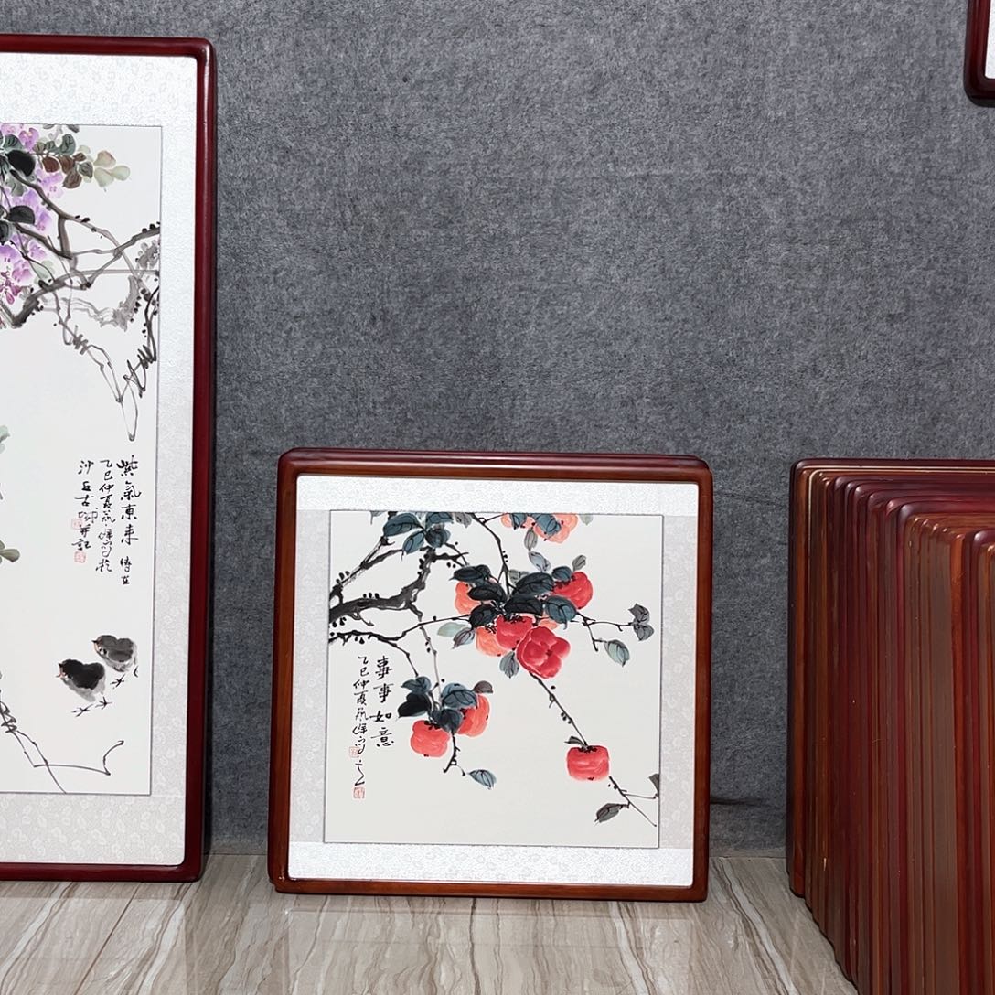 国画书画作品带框63×63