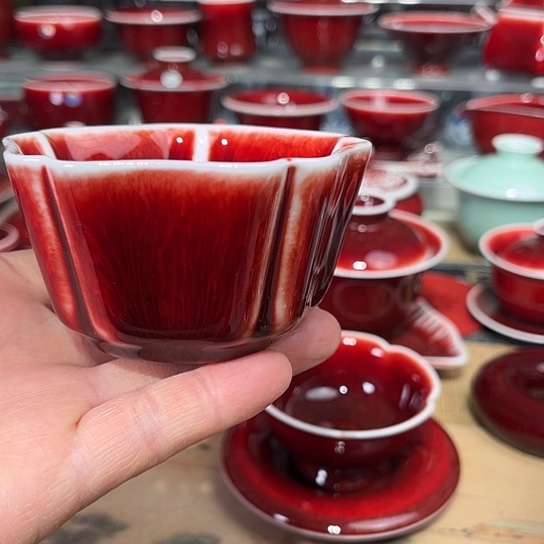 景德镇陶瓷郎红五方杯