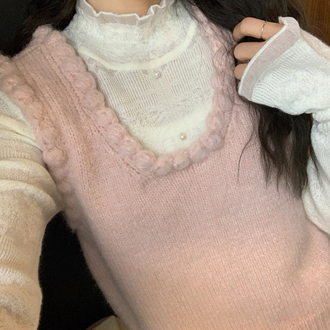 【高个子定制】韩系甜美设计感气质叠穿针织马甲背心外穿春秋冬