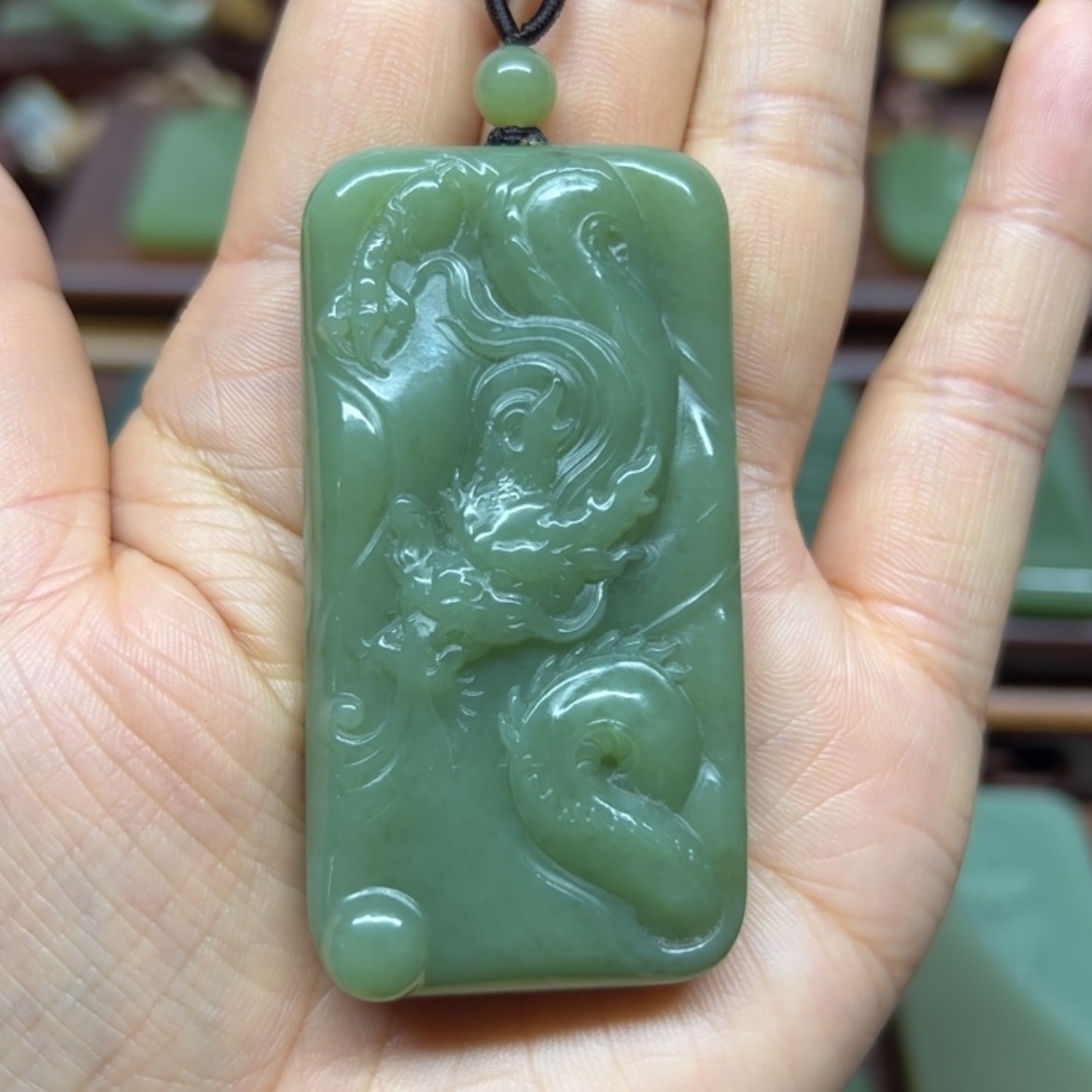 【闪购商品】岫岩河磨玉（透闪石质玉）颈饰未镶嵌龙牌