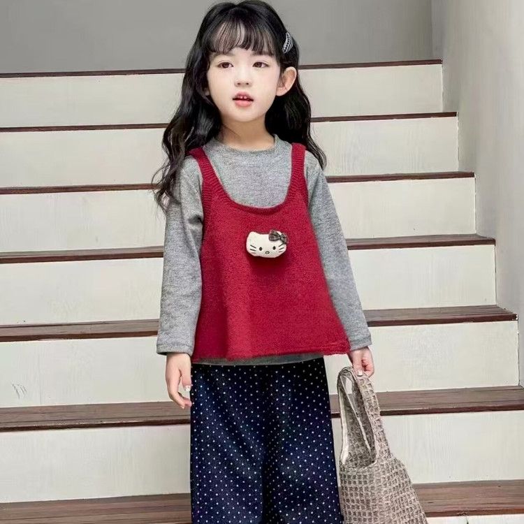 女童秋装套装2025新款儿童洋气衣服女宝宝三件套网红春秋款中小童