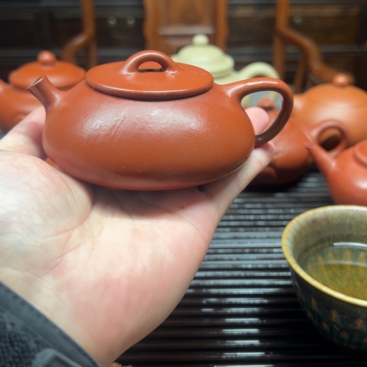 紫砂茶壶憨瓢，朱泥半手精工，150cc