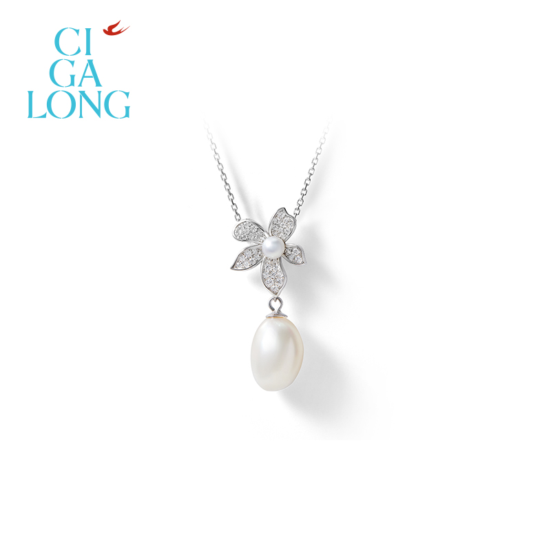 CIGALONG茉莉花珍珠项链/耳钉/戒指