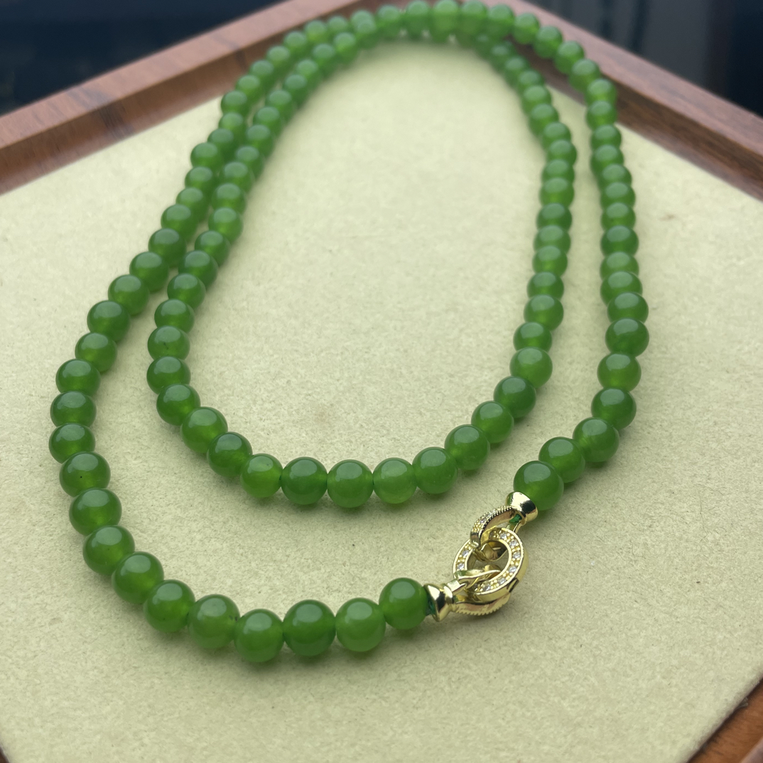 天然冰绿卡6圆扣时尚项链