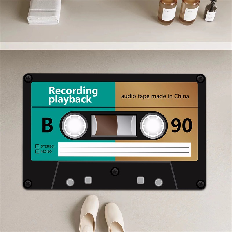 复古磁带款浴室垫浴室防滑吸水速干脚垫地垫卫浴门口地毯多材质