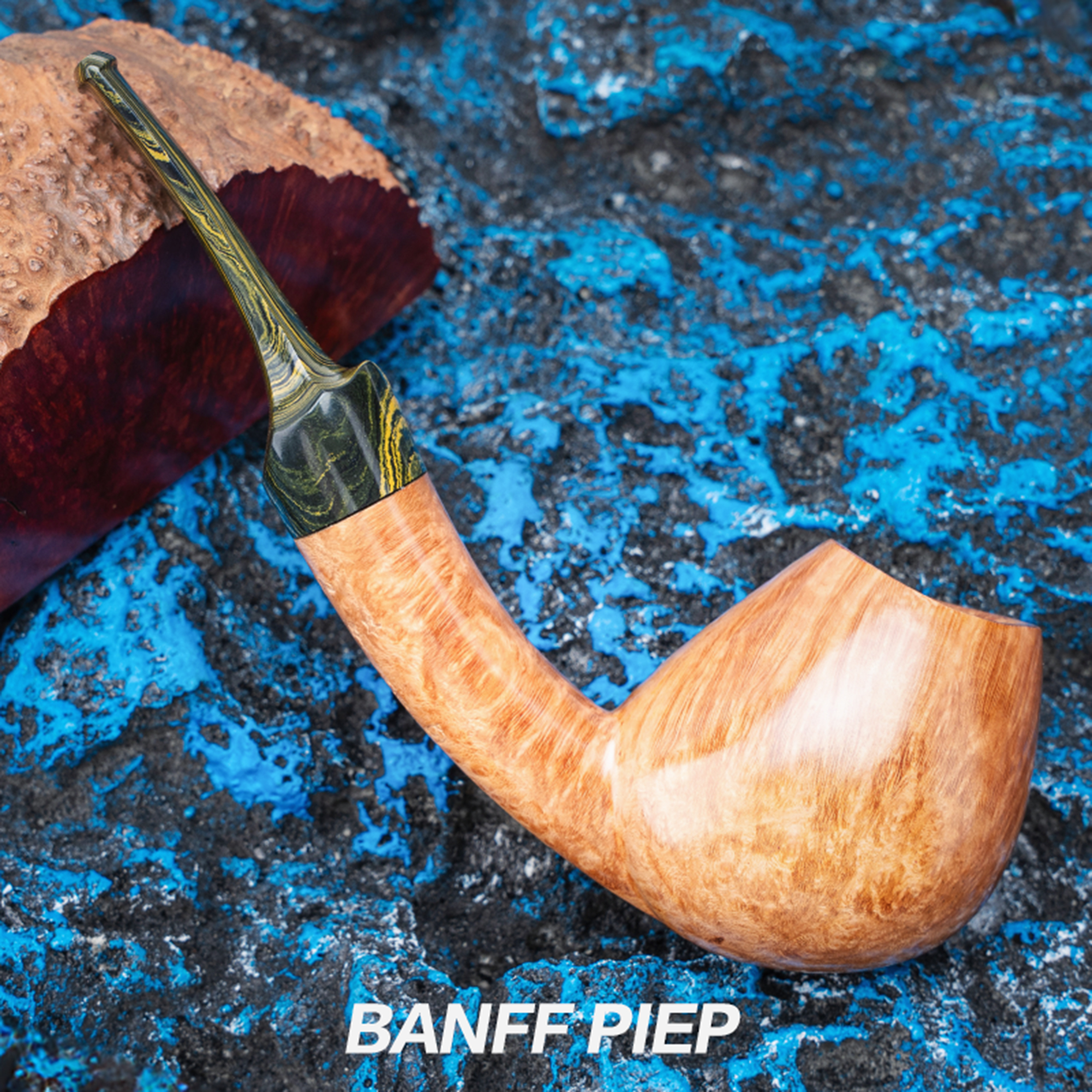 班夫工作室原创设计原色西班牙石楠木手工烟斗河豚火焰纹402男斗