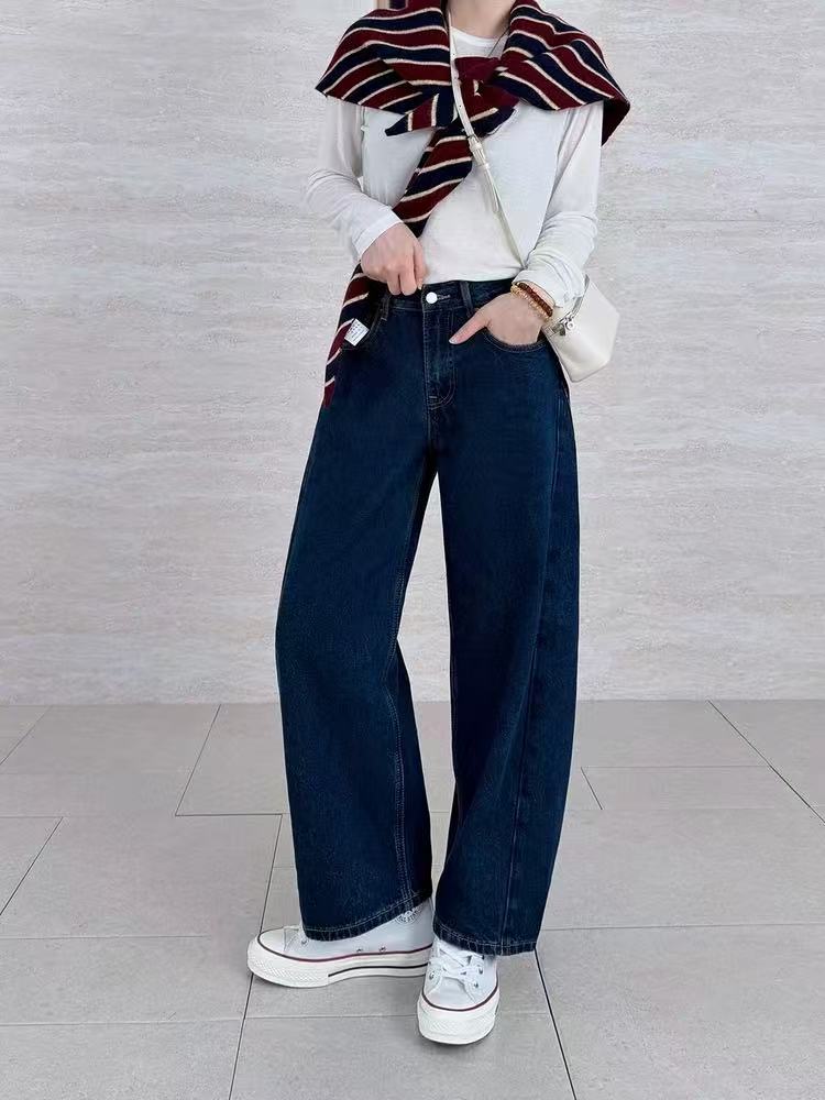 SU【755】花87 愫玥 小个子弯刀裤2025秋季深蓝色牛仔裤~