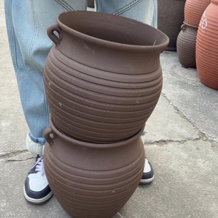 绽***放紫砂花盆口25高30宜兴紫砂 
