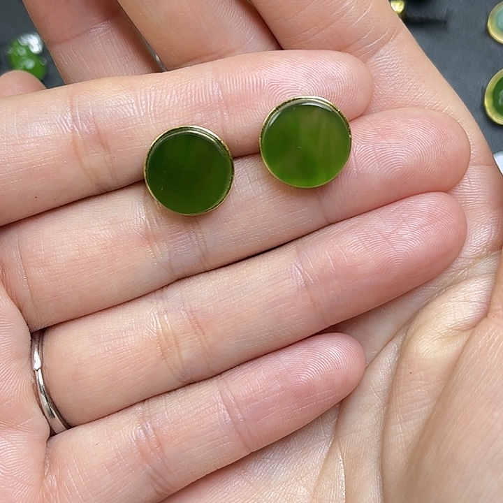 ****7和田玉银S925镶嵌耳饰