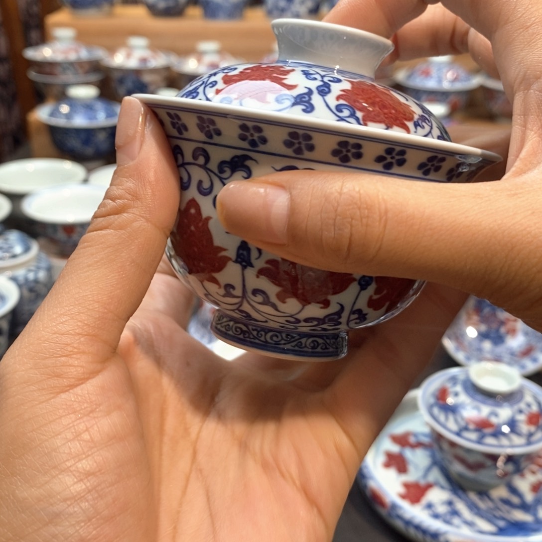 N**?缠枝莲盖碗柴窑原矿手绘