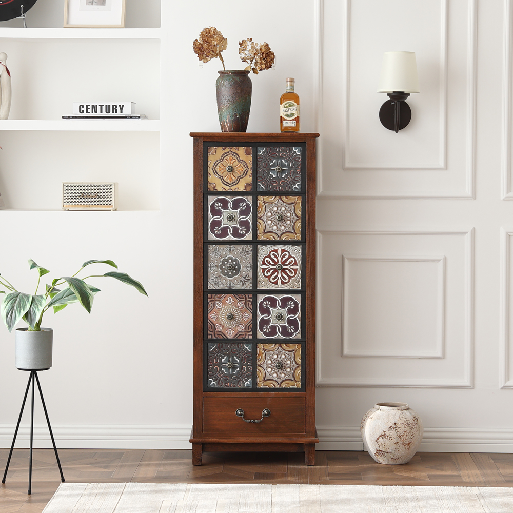 【46*30*118】美式6斗柜实木置物柜卧室储物柜家用客厅收纳储藏柜