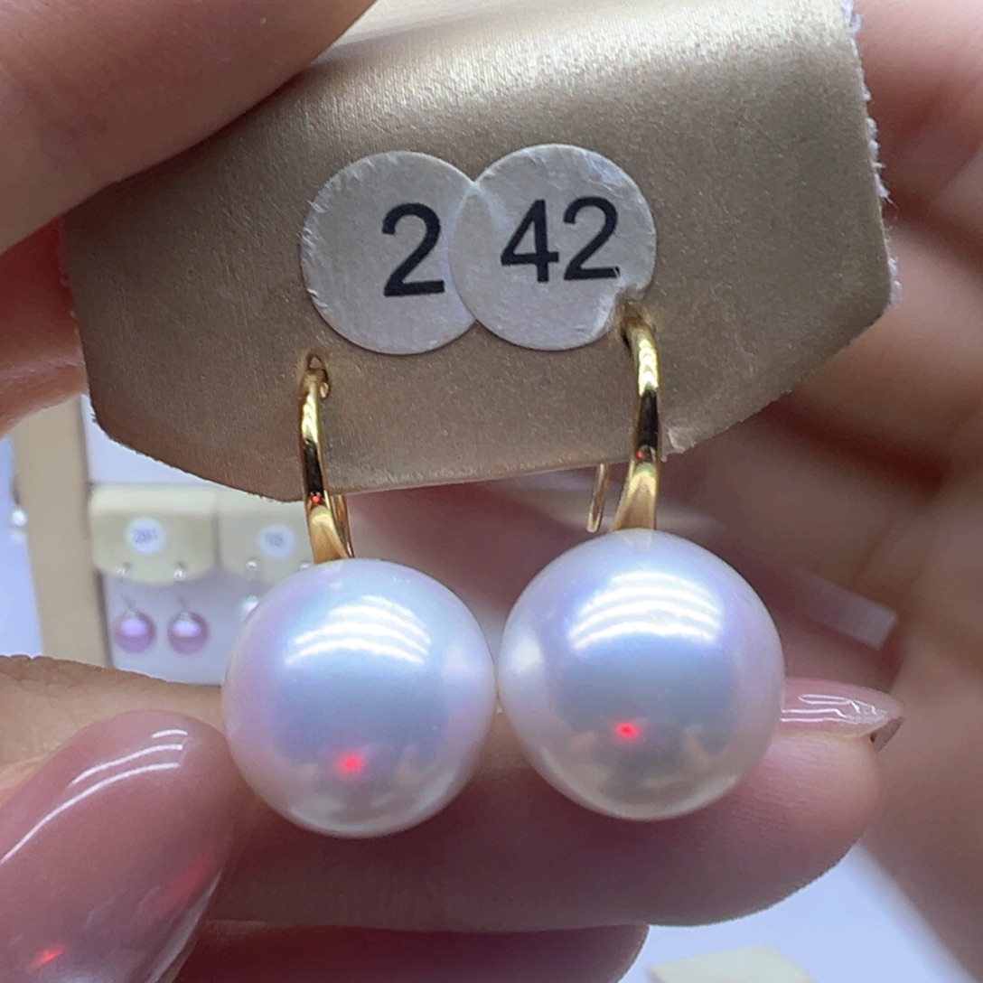 银S925镶嵌淡水珍珠耳饰