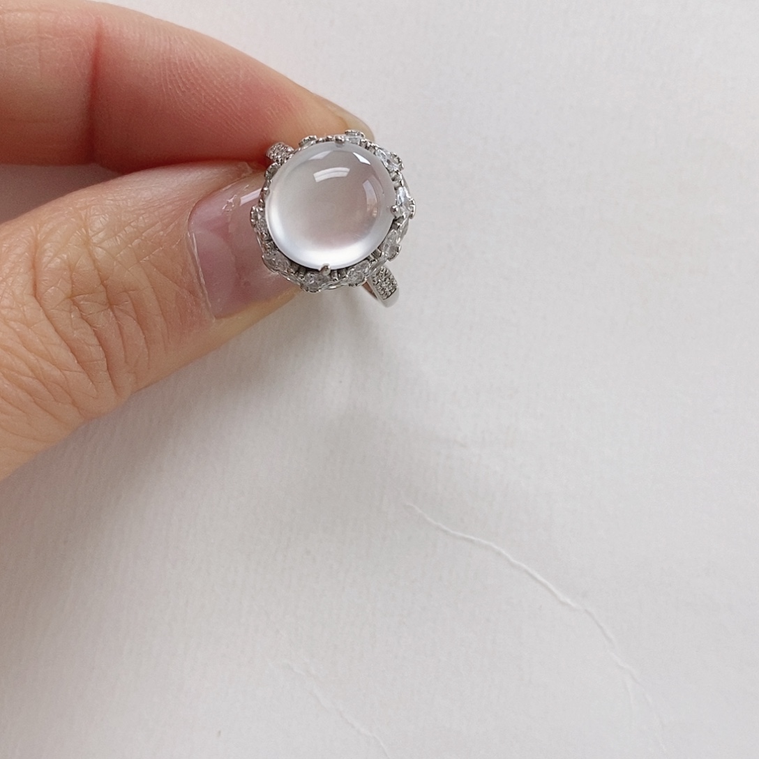 石英质玉银S925镶嵌戒指