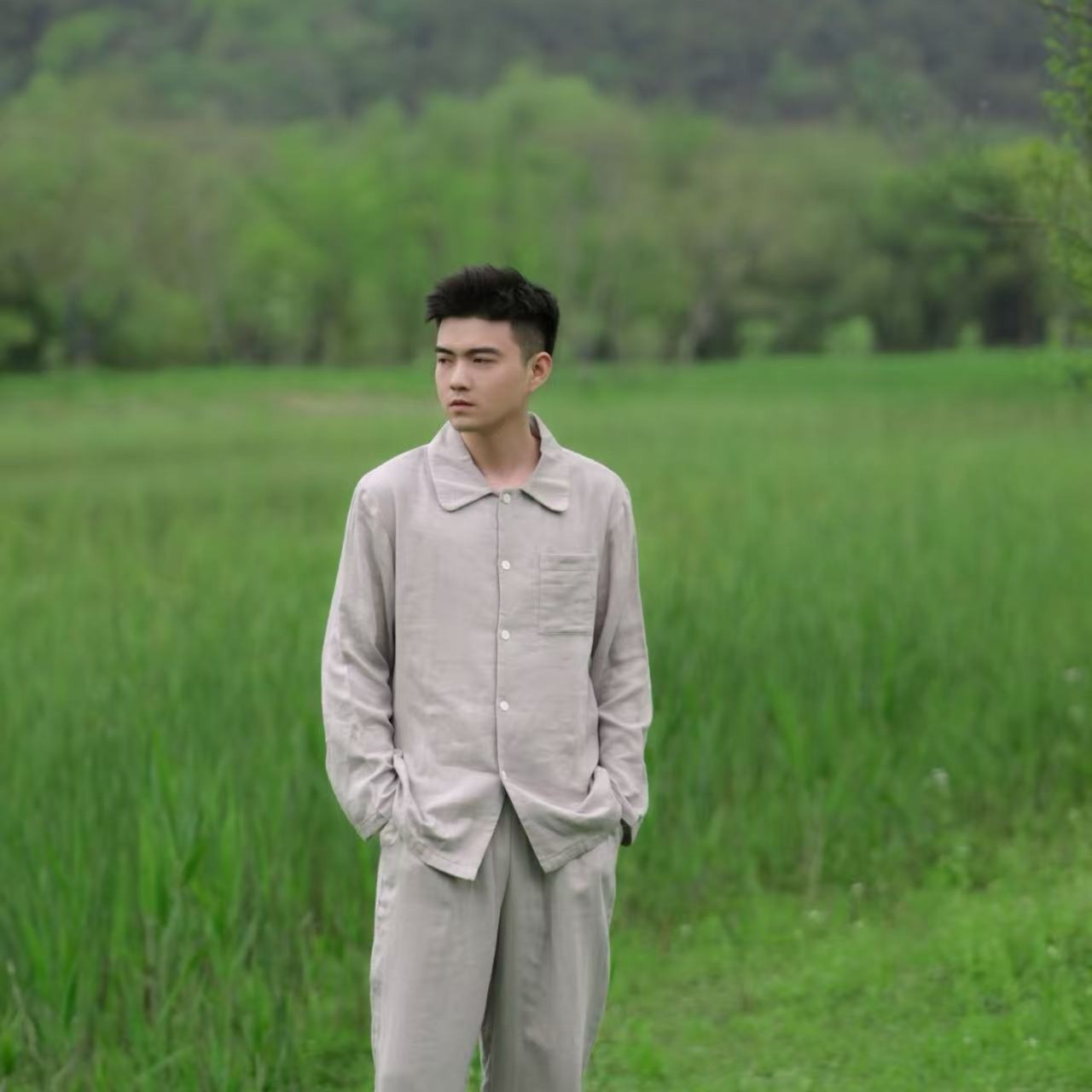 直筒袖口男款-夏季超薄睡衣气质时尚