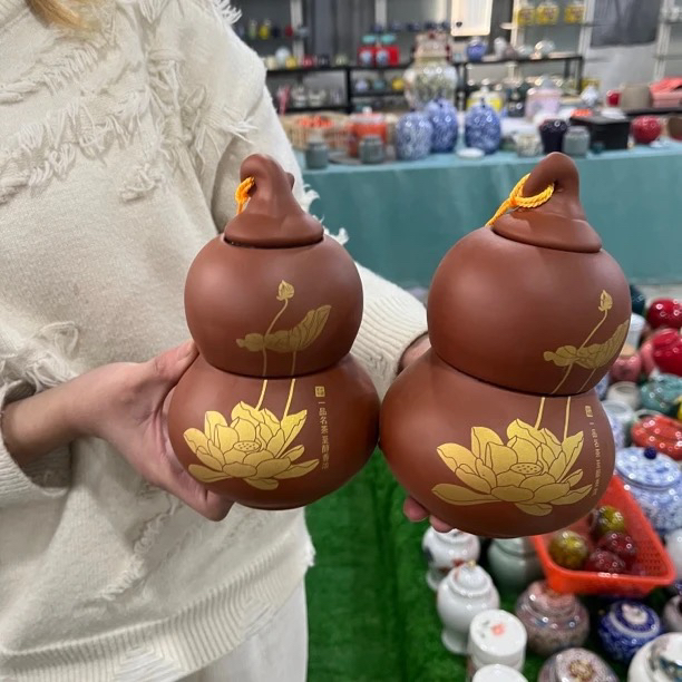 紫砂双层葫芦茶叶罐
