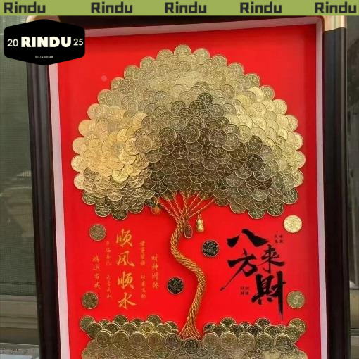 【Rindu品质】发财树相框五毛钱硬币装饰画划摇钱树乔迁开业礼物