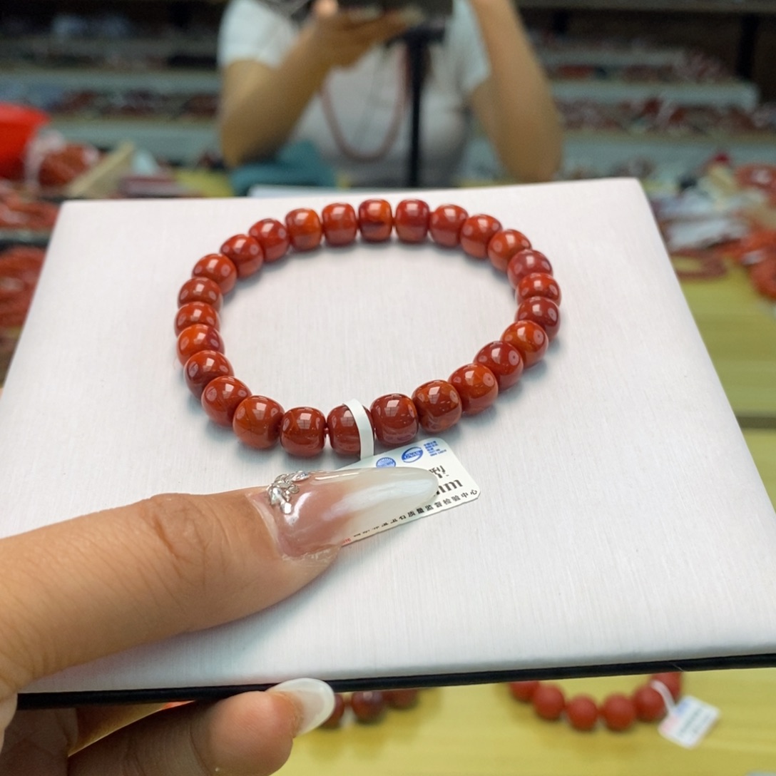 南红玛瑙8mm+单圈手串未镶嵌