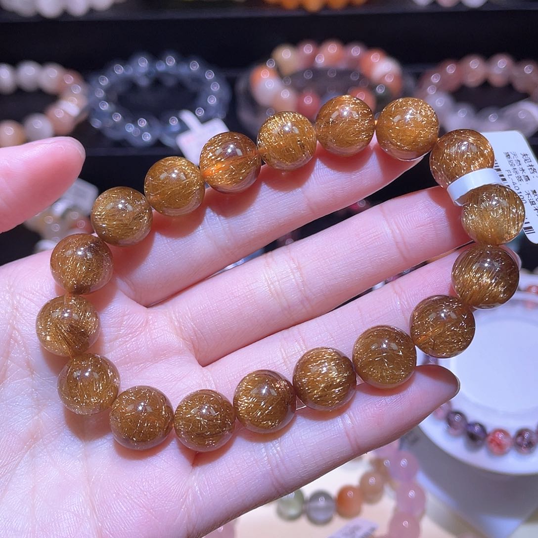 水晶手链未镶嵌发晶手链，晶体通透11.5+