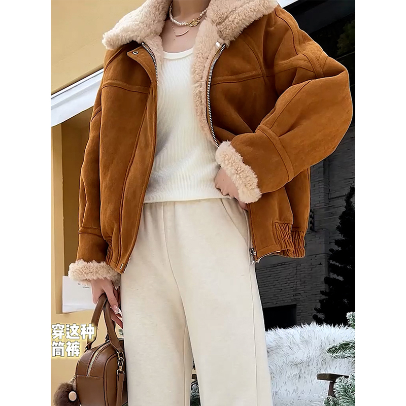 时尚气质休闲短外套女2024冬季新款加绒加厚百搭显瘦上衣