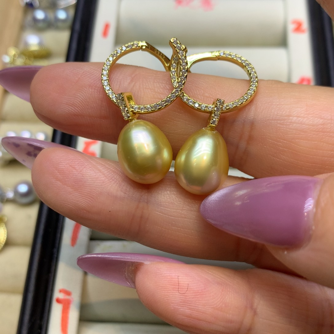 银S925镶嵌耳饰海水珍珠