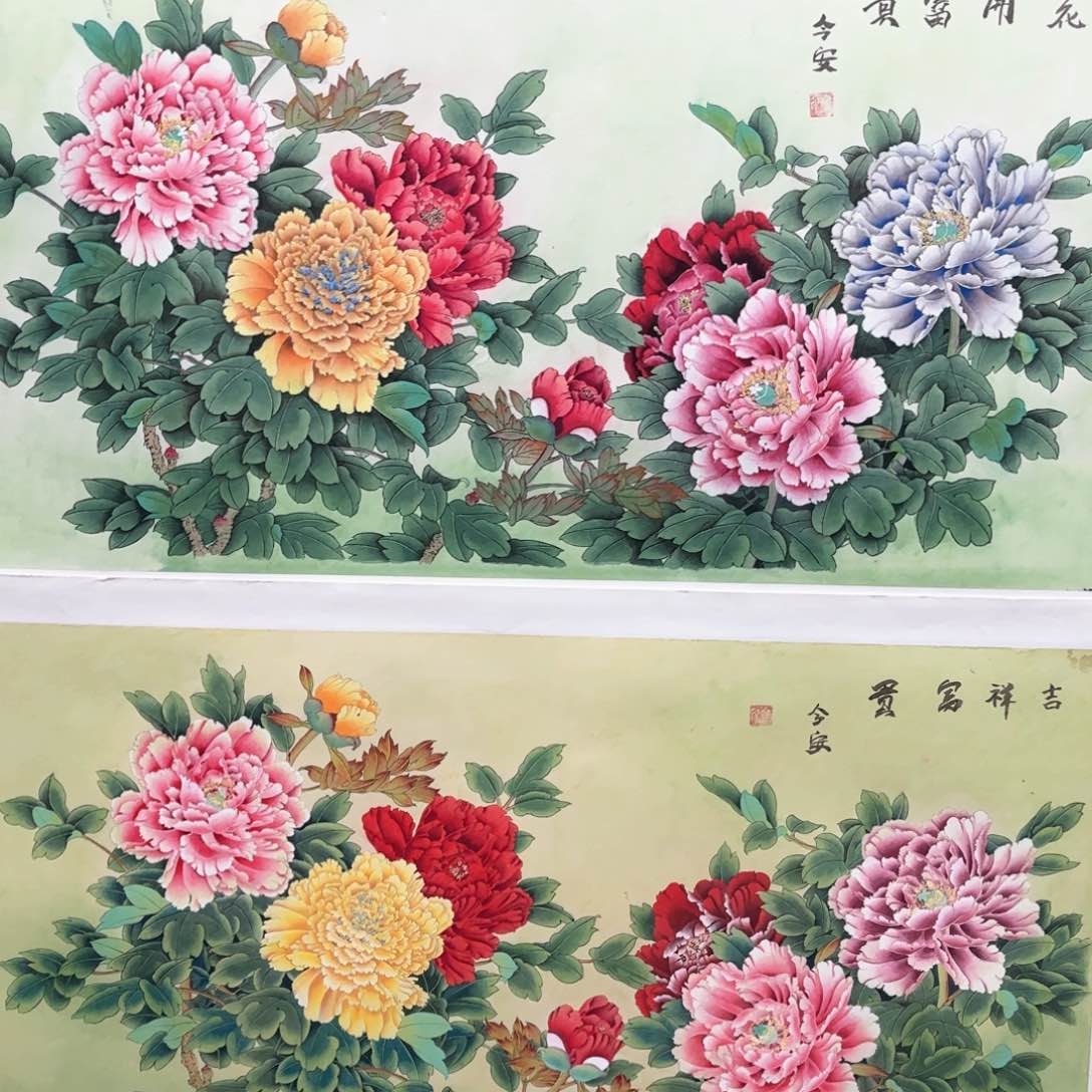 国画L**i金安四尺花鸟朱