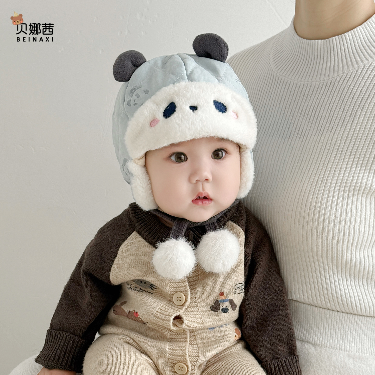 Beinaqian/贝娜茜婴儿帽子秋冬季宝宝可爱男女护耳帽婴幼儿保暖冬