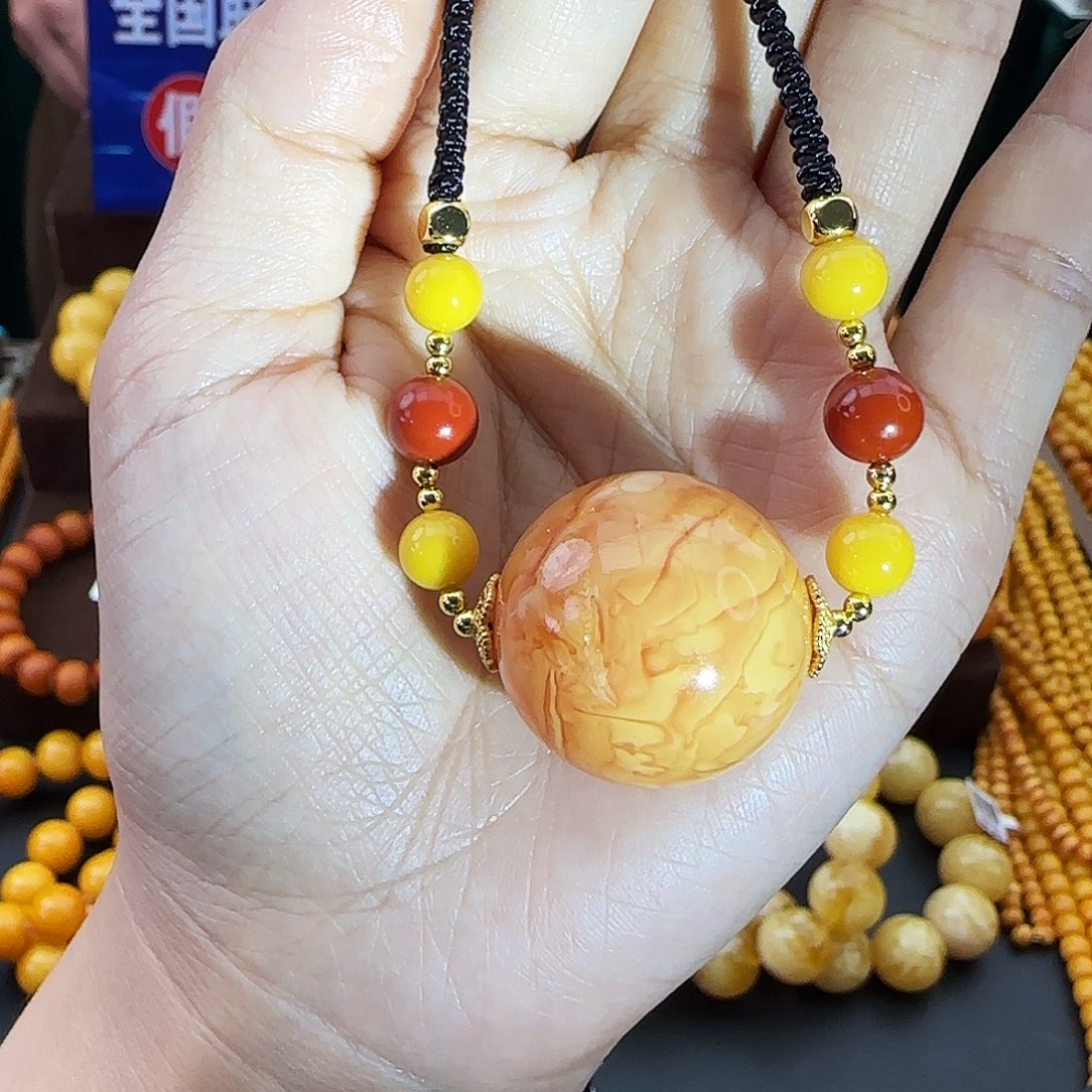 琥珀未镶嵌颈饰26MM