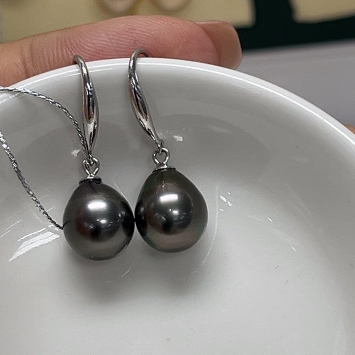 海水珍珠银S925镶嵌耳饰大溪地9-10mm117