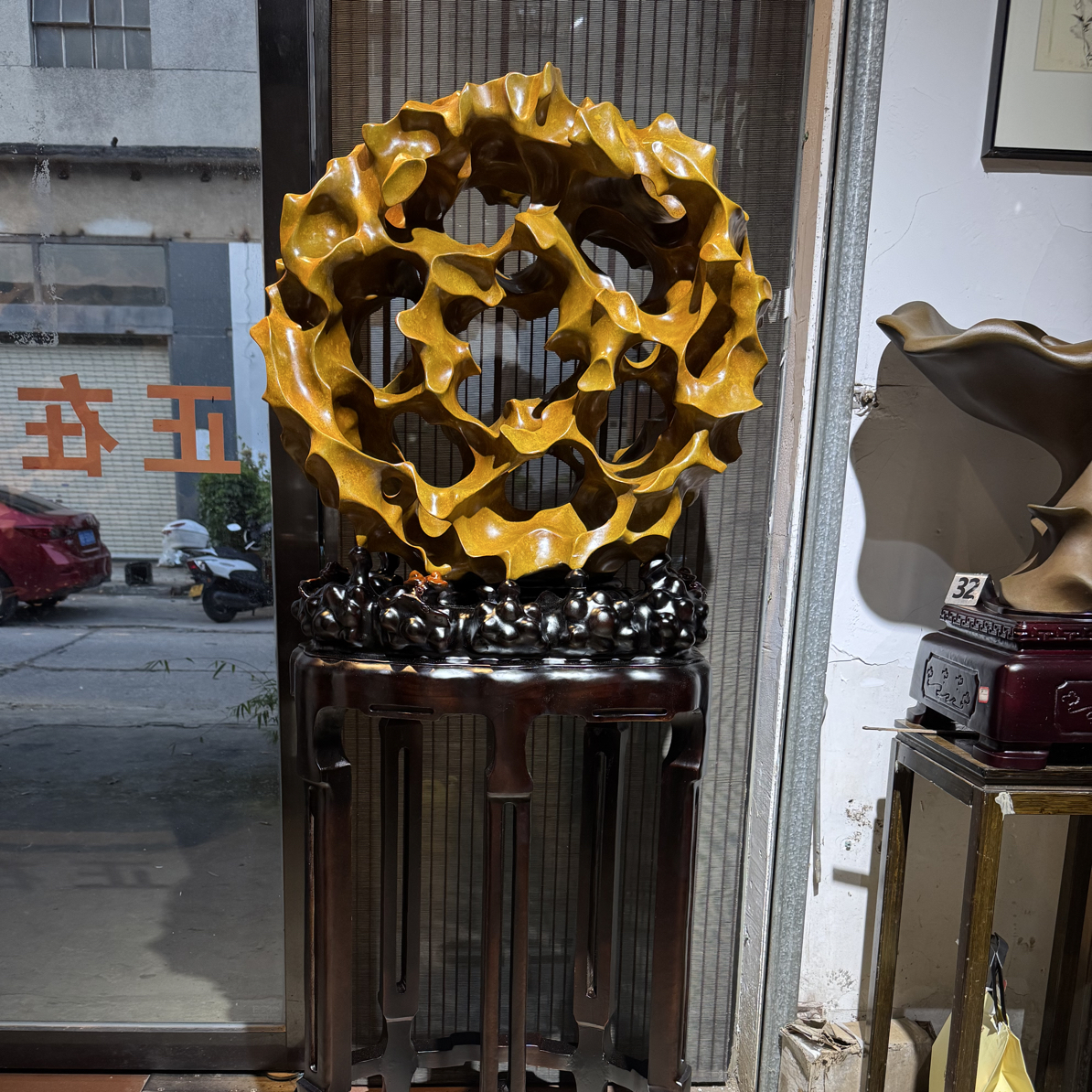 广西天然太湖石新中式茶室书房陶瓷创意观赏摆件