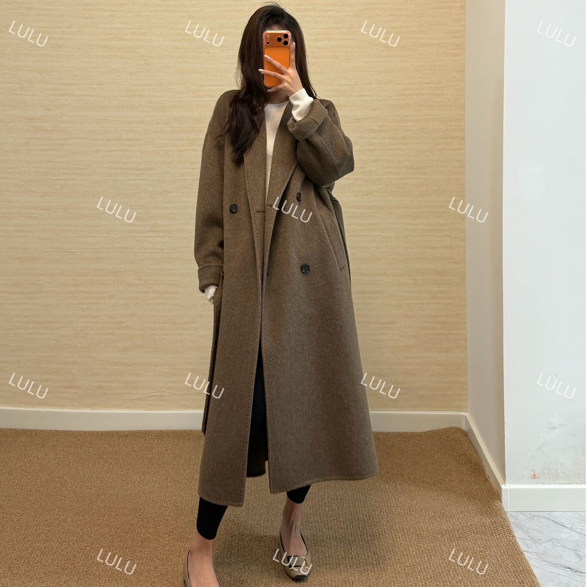 【璐璐】蒋欣同款伊家同源月影棕牦牛绒桑蚕丝大衣商场专柜百搭显瘦