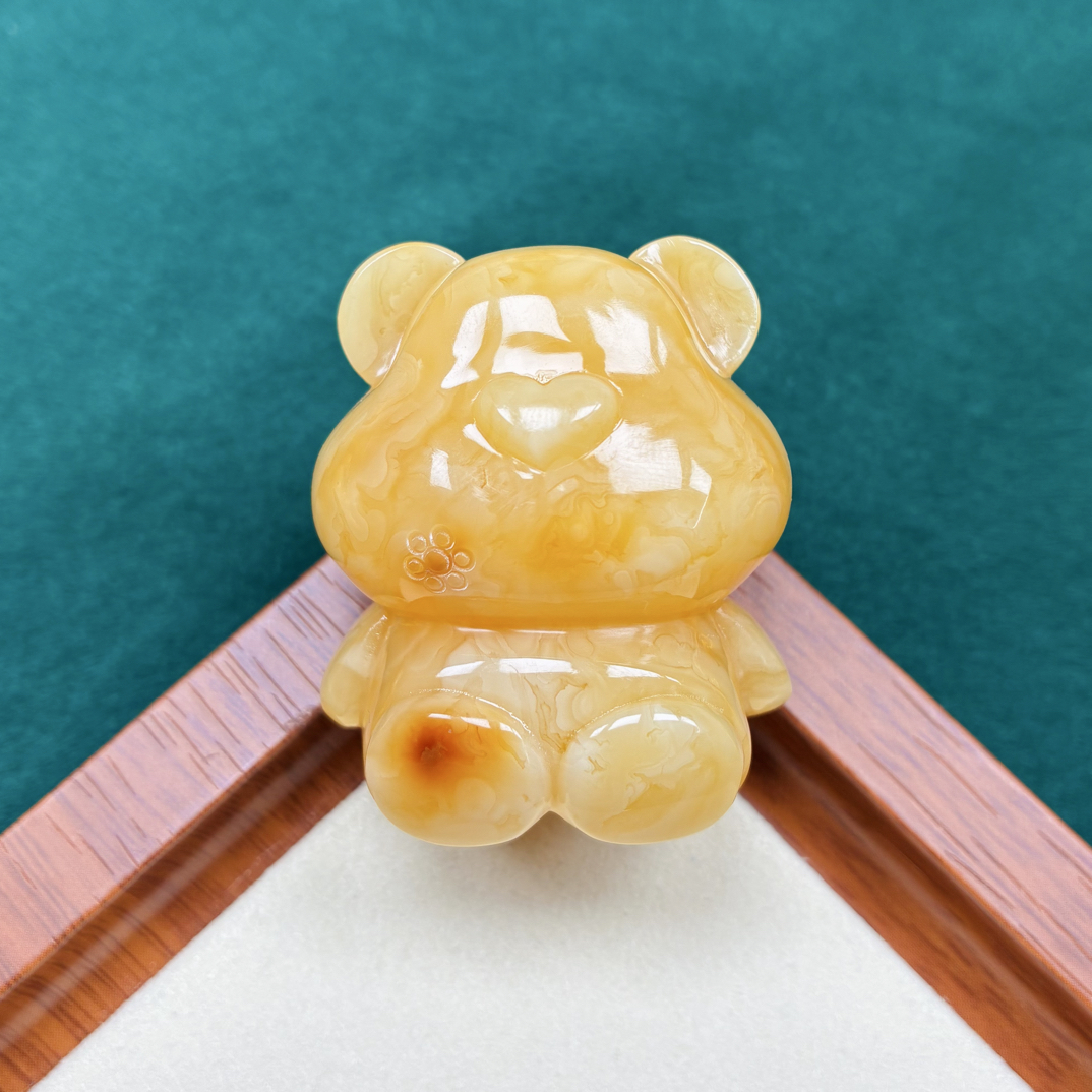 天然蜜蜡红熊，抖音基地发货，带证书