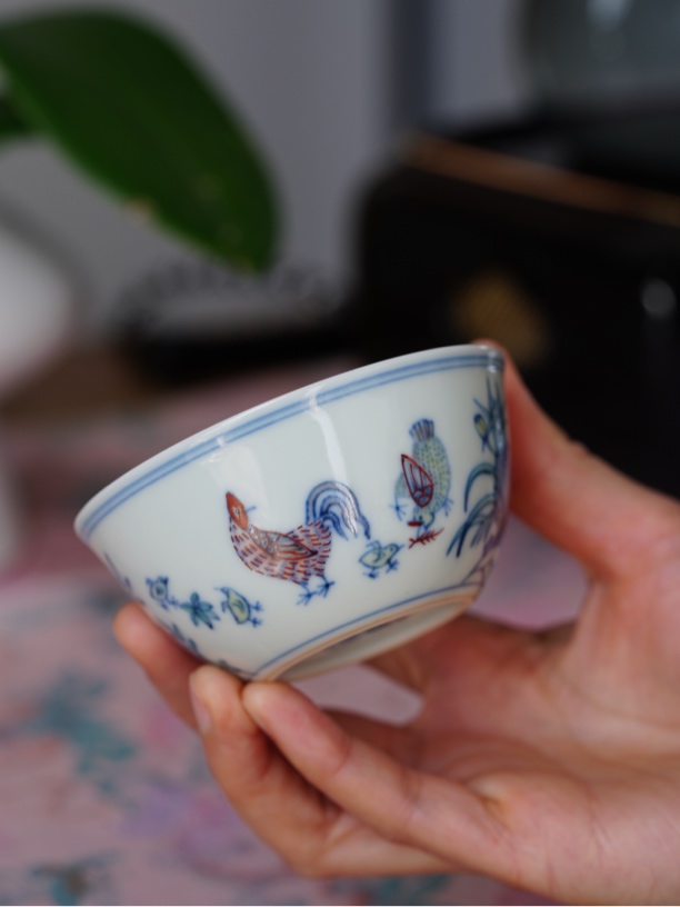 景德镇高仿成化斗彩鸡缸杯主人杯纯手工