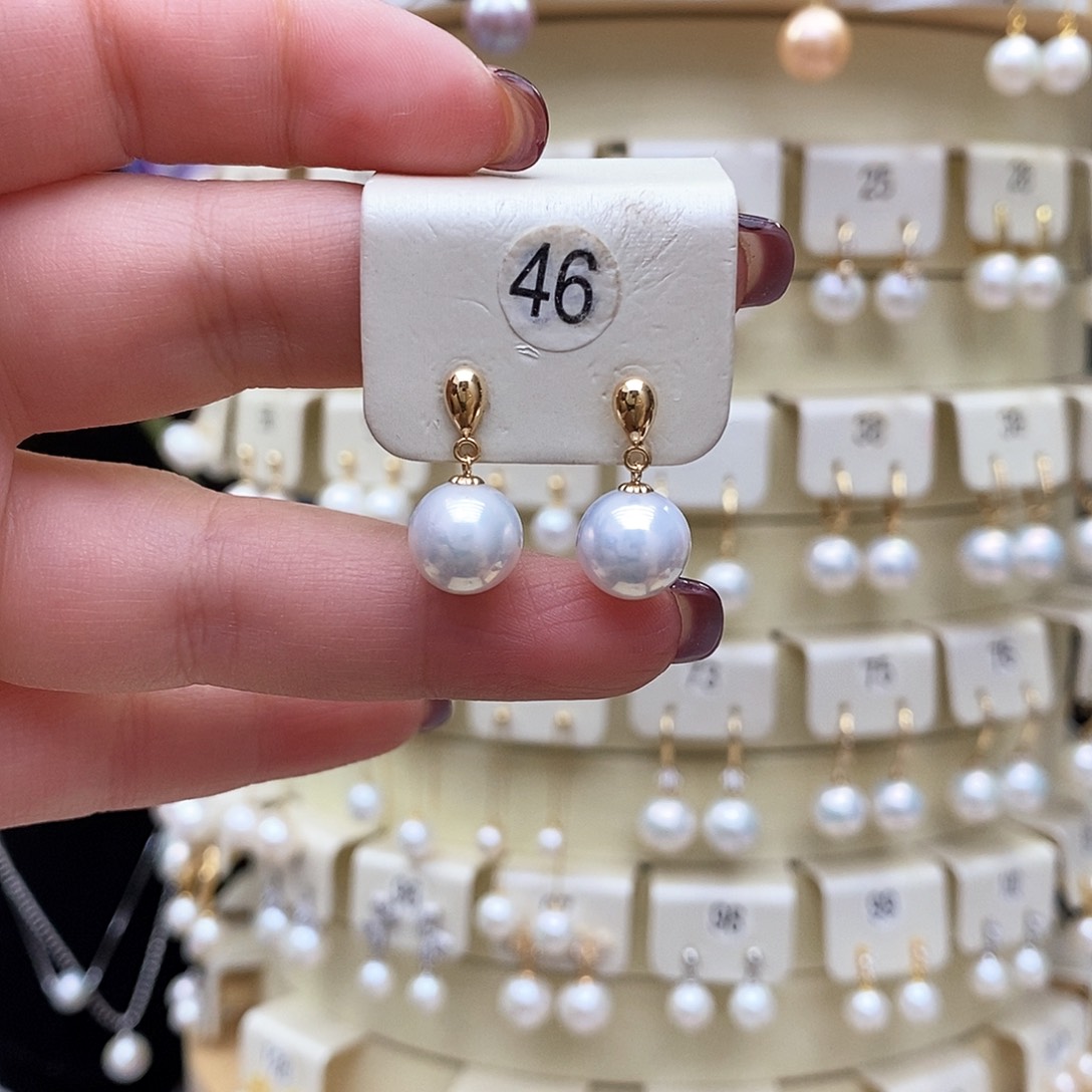 淡水珍珠耳饰18K金镶嵌