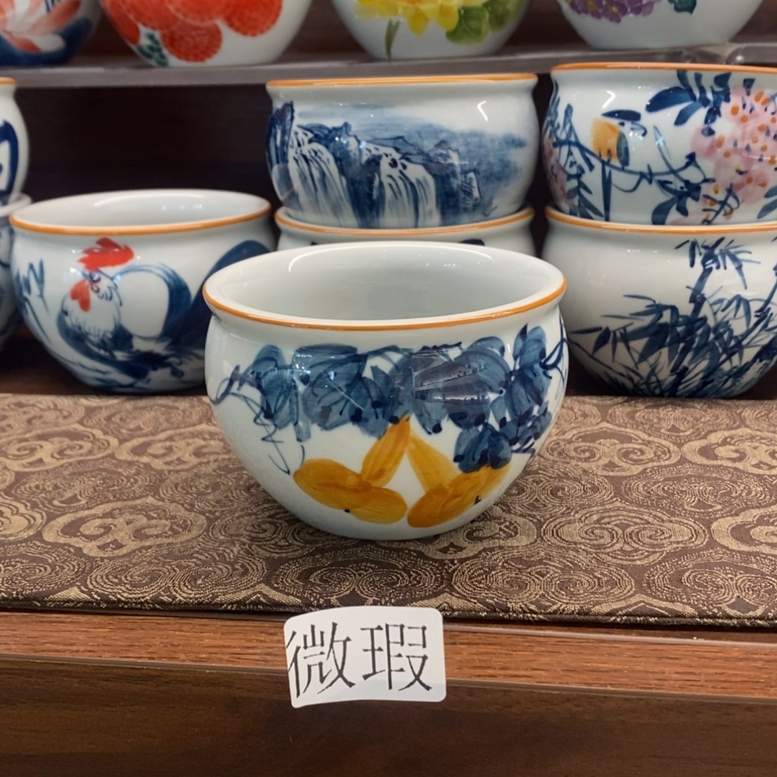 釉下彩老陶泥手工绘制