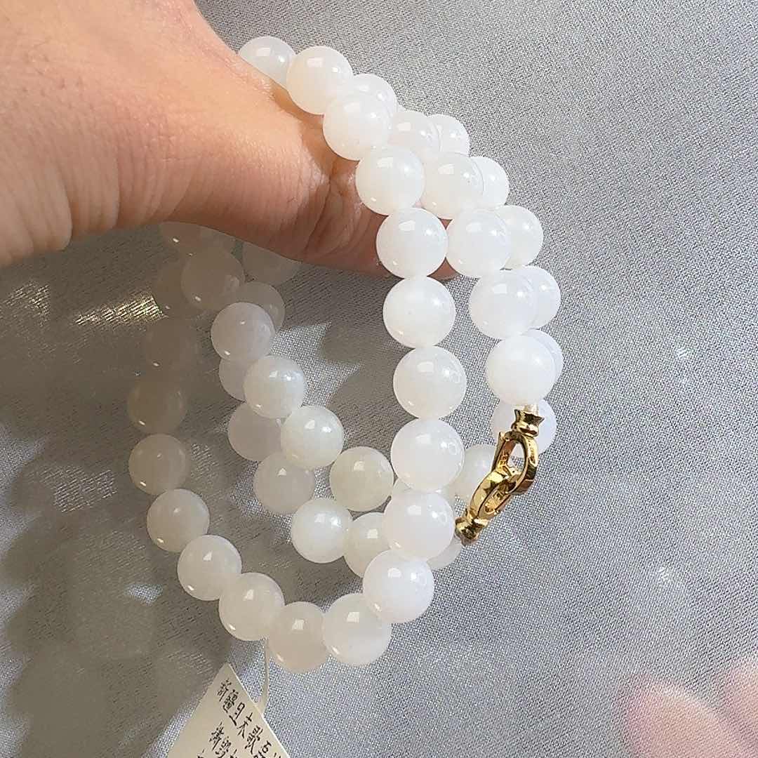 和田玉颈饰未镶嵌且末歌磊诗8mm妈妈链