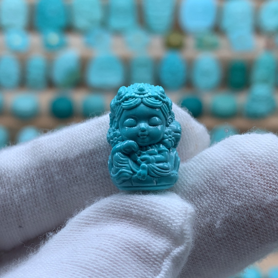 冇***闲绿松石未镶嵌绿松石绿度母配饰