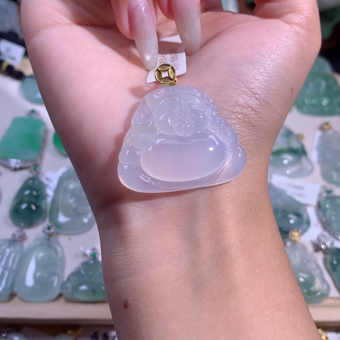 翡翠吊坠(不含链)18K金镶嵌