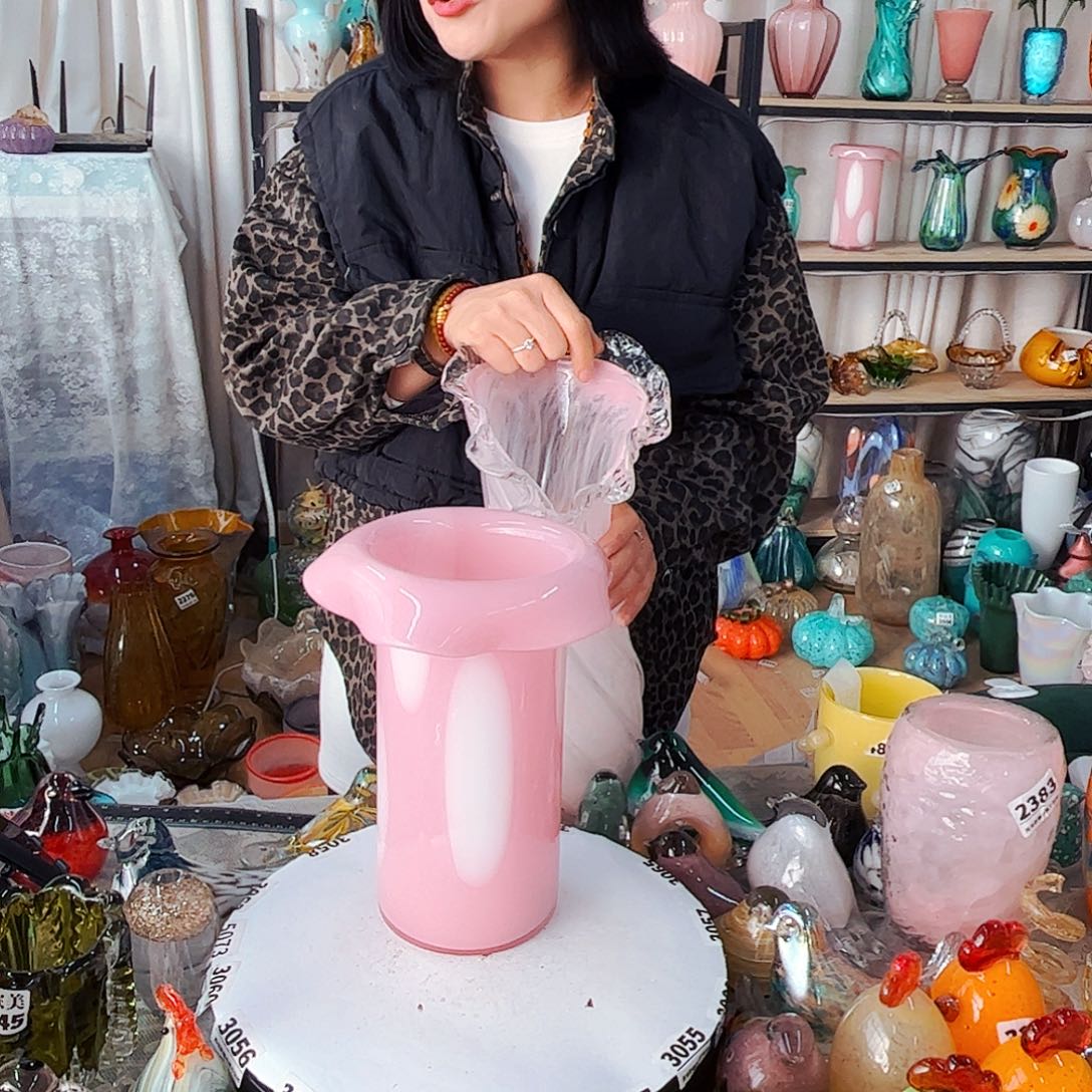 小***凉粉蘑菇瓶家悦琉璃工艺品不完美