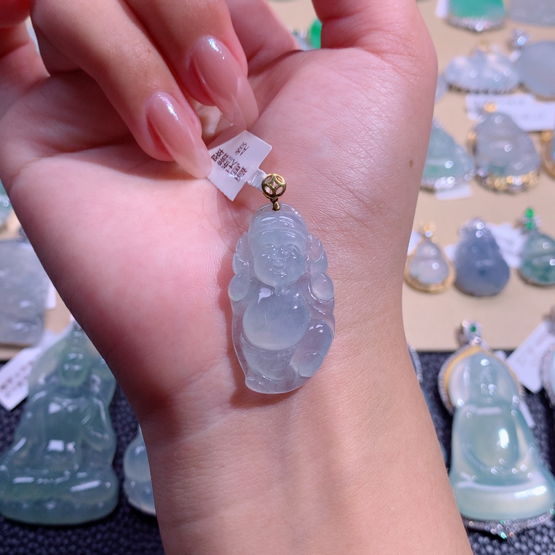 翡翠吊坠(不含链)18K金镶嵌