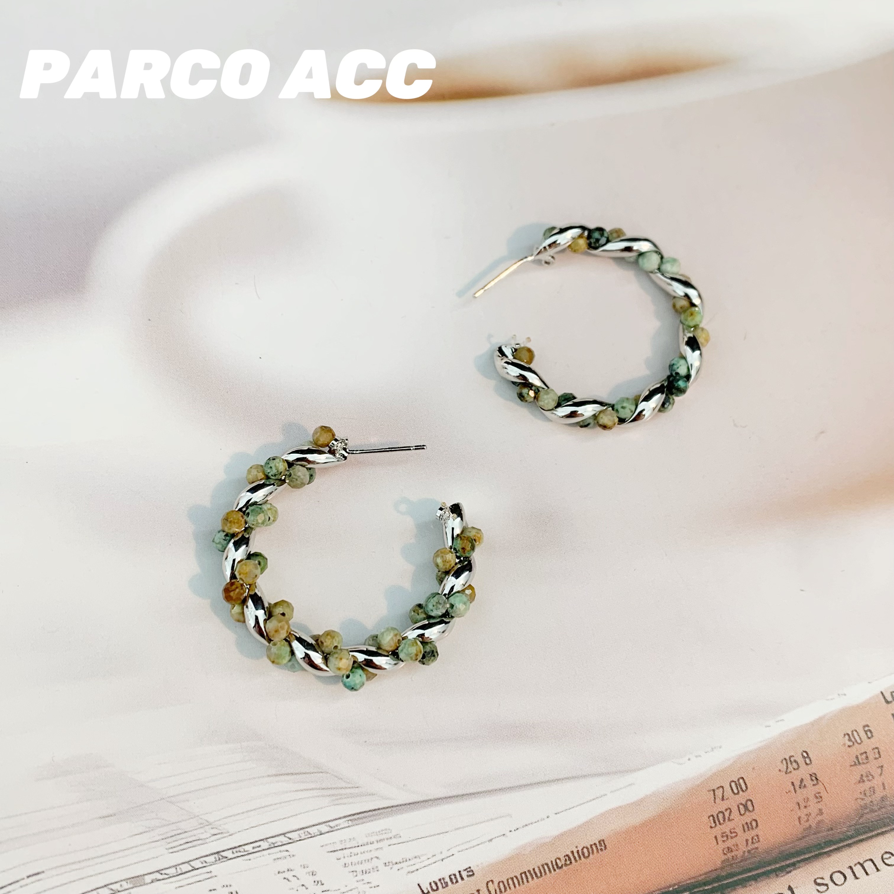 铜合金耳饰 G511 日系 小石双拼耳钉