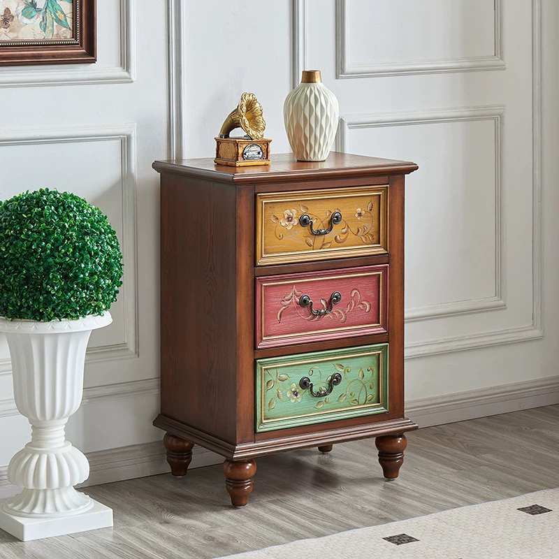 55*40*81美式欧式复古手绘入户门厅客厅隔断储物柜收纳柜网红家具