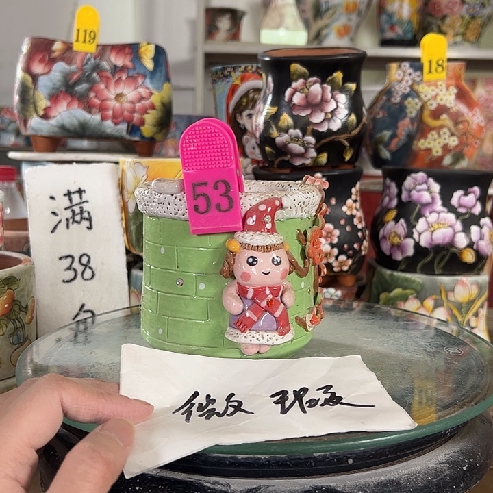 满38包邮 景德镇幸运花盆