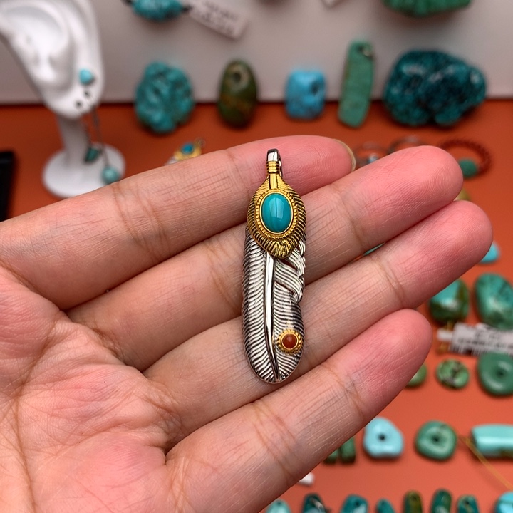 .***.银S925镶嵌绿松石珠宝奇石