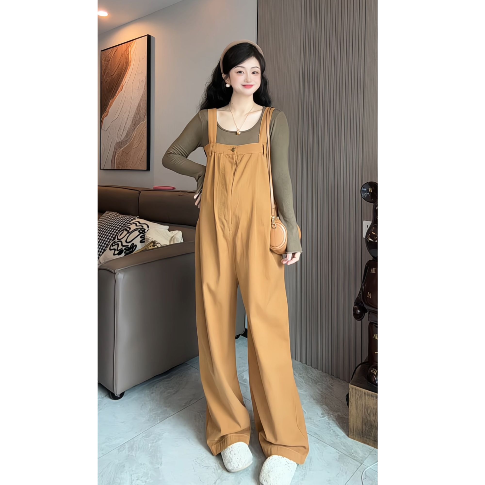 早春秋孕妇牛仔背带裤新款韩版孕妇长袖上衣宽松减龄孕妇阔腿裤子