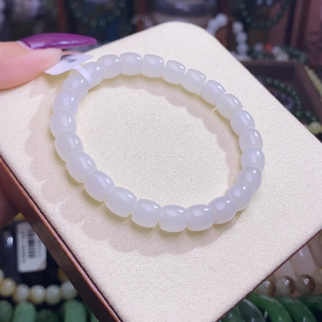 和田玉未镶嵌颈饰白玉老矿料约8mm手串